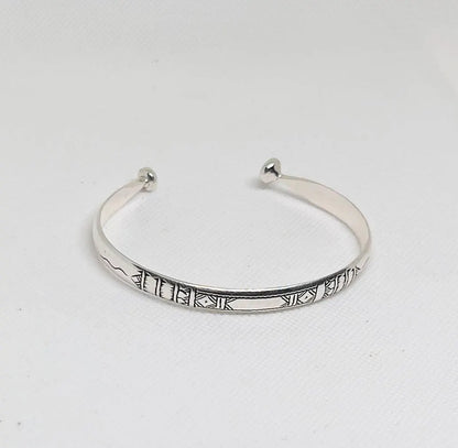 Tuareg Berber Silver Cuff Bracelet, Moroccan Silver Cuff Bangle Handmade Tribal Carved Boho Berber African Touareg Boho Gift Hyppy Sterling