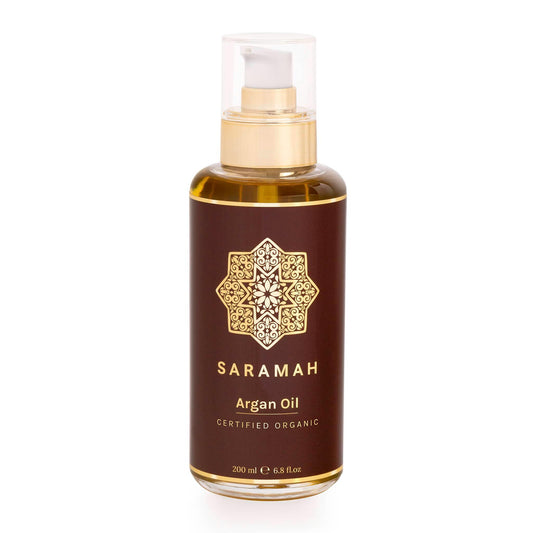 SARAMAH® Argan Oil Pure 200 Ml - for Hair, Skin and Face - 100% Pure and Organic - Moroccan Argan Oil - Omega 3 and 6, Vitamin E and F