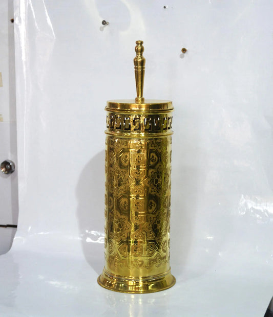 Hand-Engraved Brass Toilet Brush, Moroccan Handcrafted Copper Toilet Brush