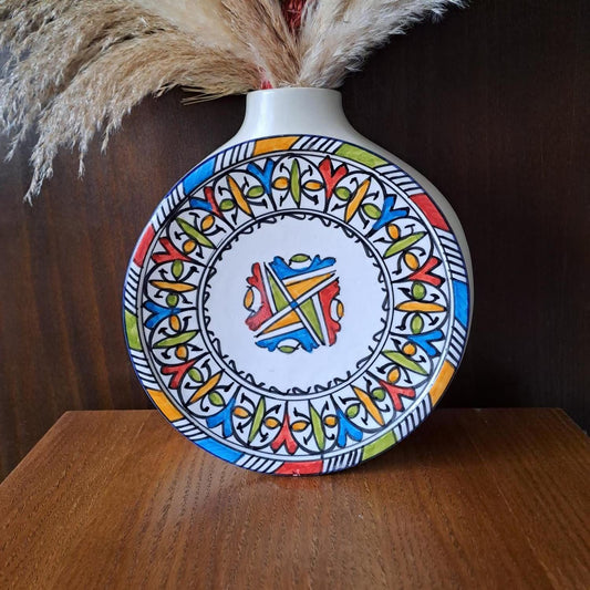 20Cm Colorful Moroccan Ceramic Plate – Hand-Painted Artisan Pottery – Bohemian Tableware or Wall Plate