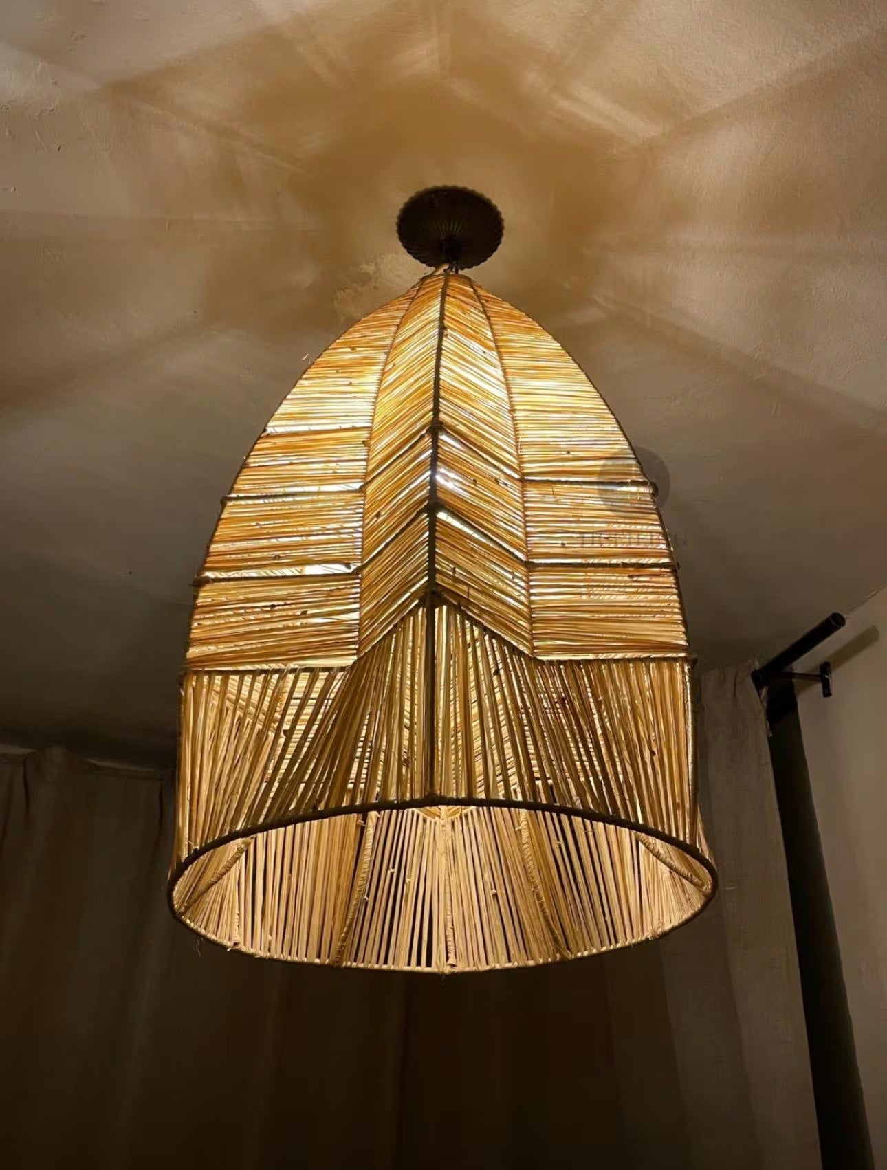 New Style Wave Chandelier, Raffia Pendant Light , Hanging Lamp Shade in Raffia