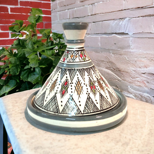 Handcrafted Ceramic Tagine Moroccan Elegance for Stylish Dining Vibrant Glazed Tagine Grey Tagine