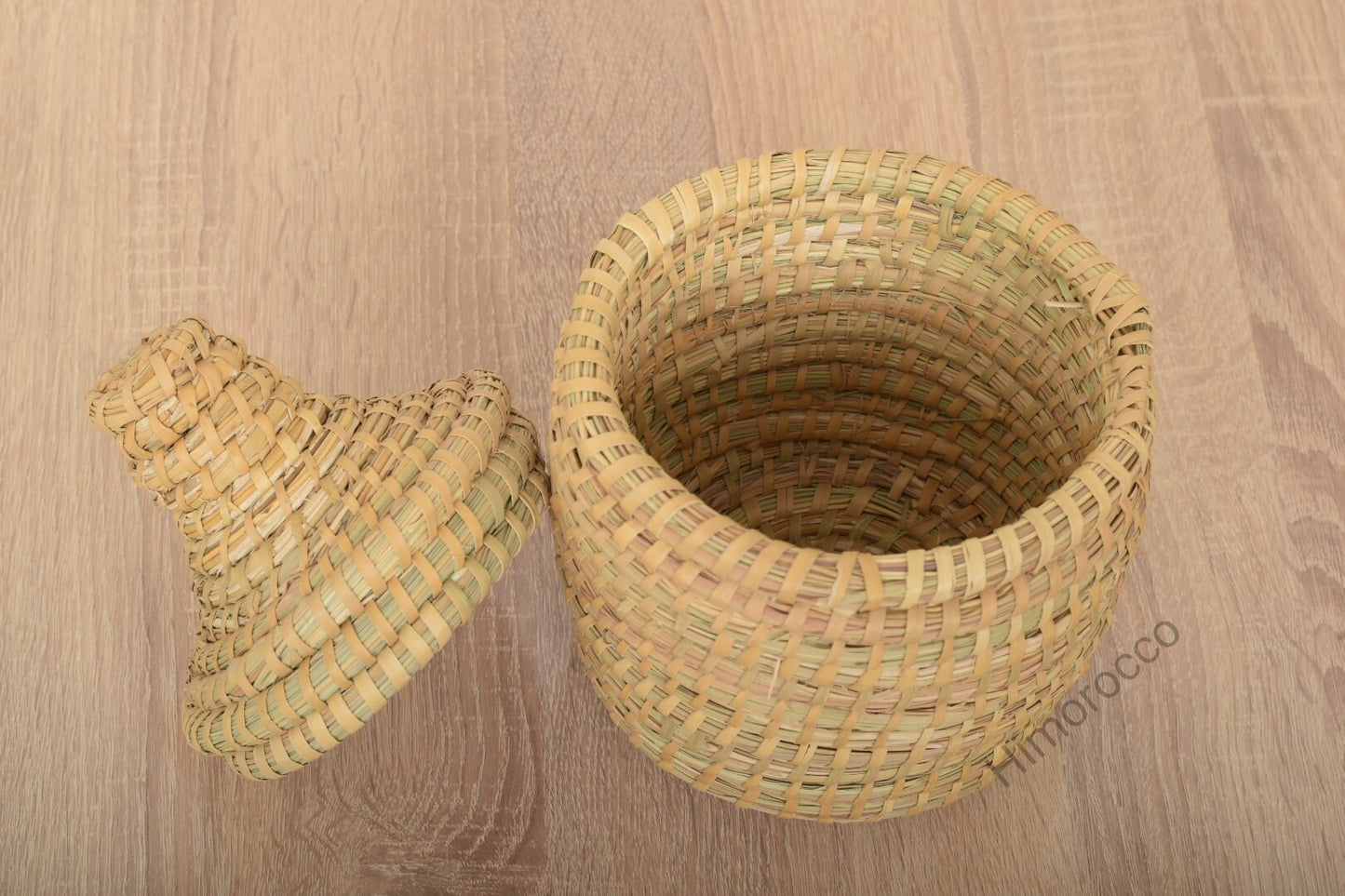 Panier En Paille Tressée Avec Couvercle - Panier Décoratif