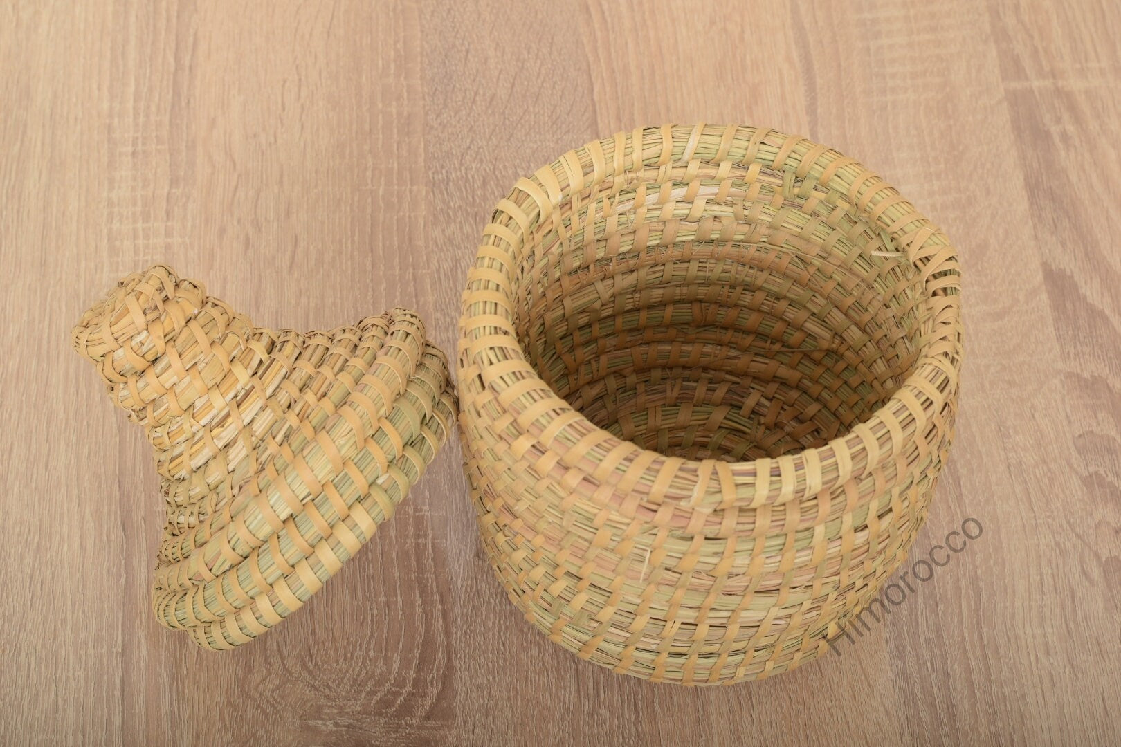 Panier En Paille Tressée Avec Couvercle - Panier Décoratif