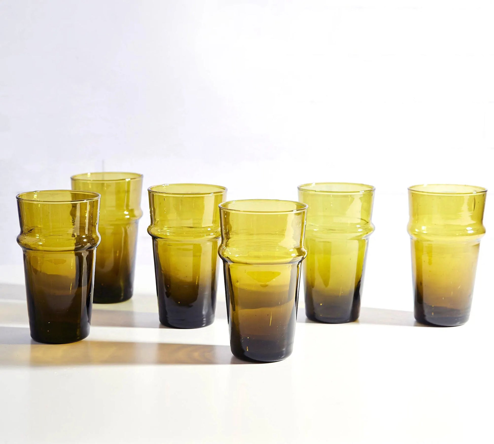 Colored Drinking Glasses Handmade Glassware Moroccan Beldi Drinking Glasses Tableware Recycled Glass Tumbler Highball Stacking Cups