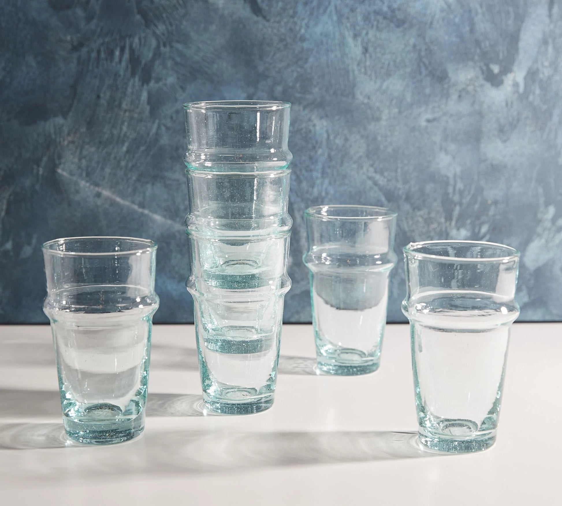 Colored Drinking Glasses Handmade Glassware Moroccan Beldi Drinking Glasses Tableware Recycled Glass Tumbler Highball Stacking Cups