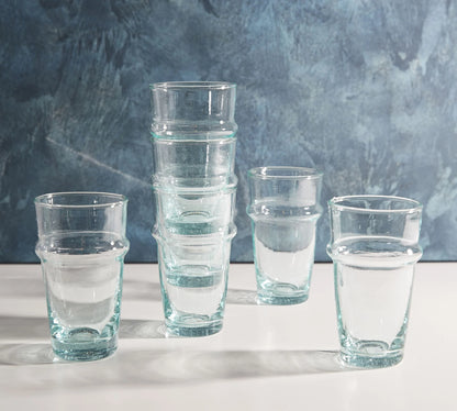 Colored Drinking Glasses Handmade Glassware Moroccan Beldi Drinking Glasses Tableware Recycled Glass Tumbler Highball Stacking Cups