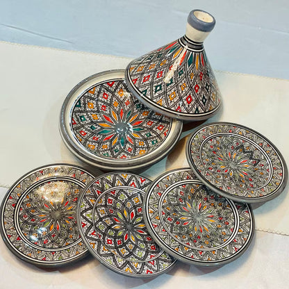 Set of Tagine and Plate Collection, Handmade Plates &Dining Essentials, Handcrafted Ceramic Tagine, Unique Plates, Tableware, Moroccan Flair