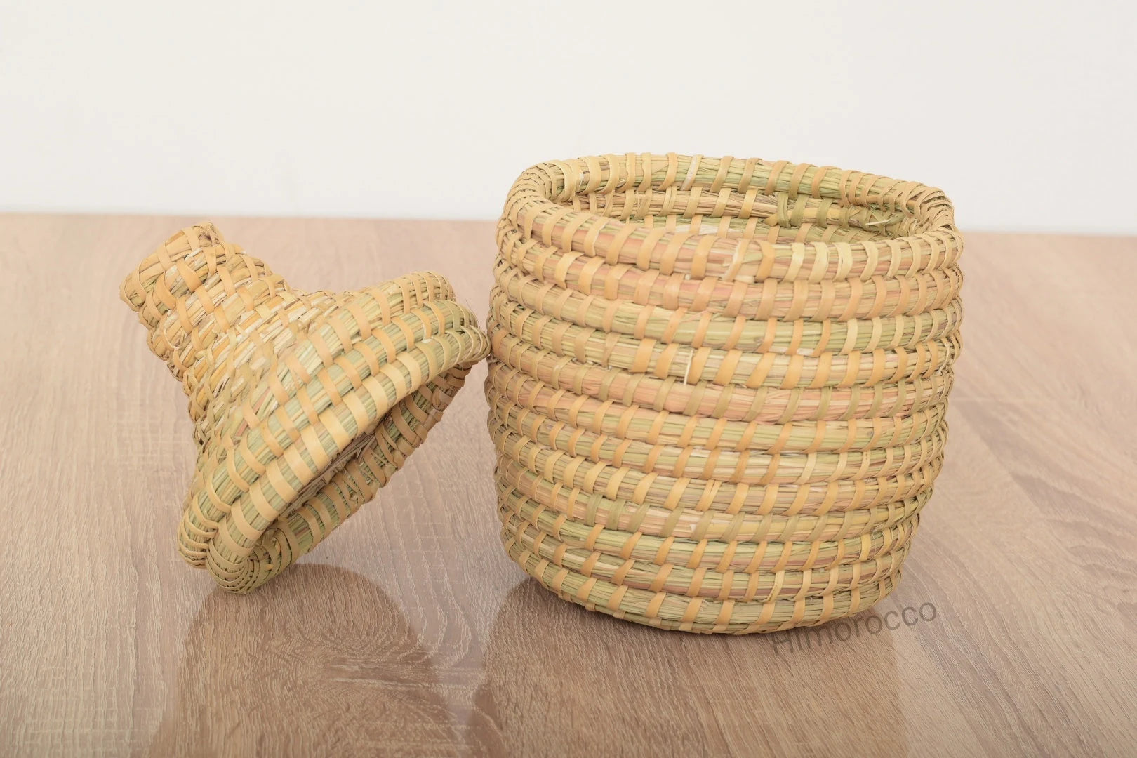 Panier En Paille Tressée Avec Couvercle - Panier Décoratif