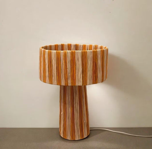 Woven Raffia Table Lamp, Natural Lamp, Handwoven Table Lamp, Raffia Lighting, Nature-Inspired Decor