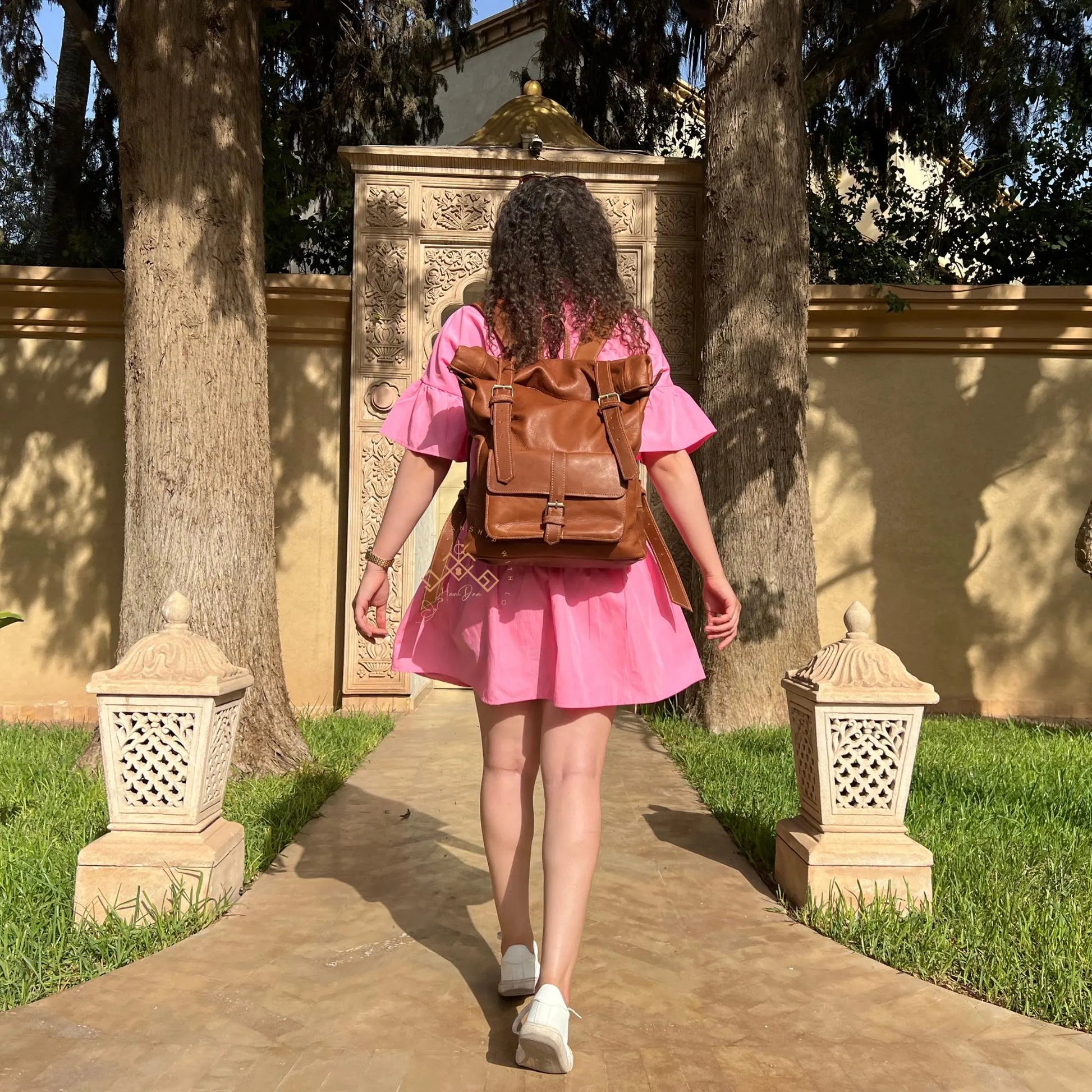 Moroccan Roll Top Leather Backpack for Men & Women | Leather Trekking Travel Backpack Rucksack | Fashion Leather Gift Backpacks