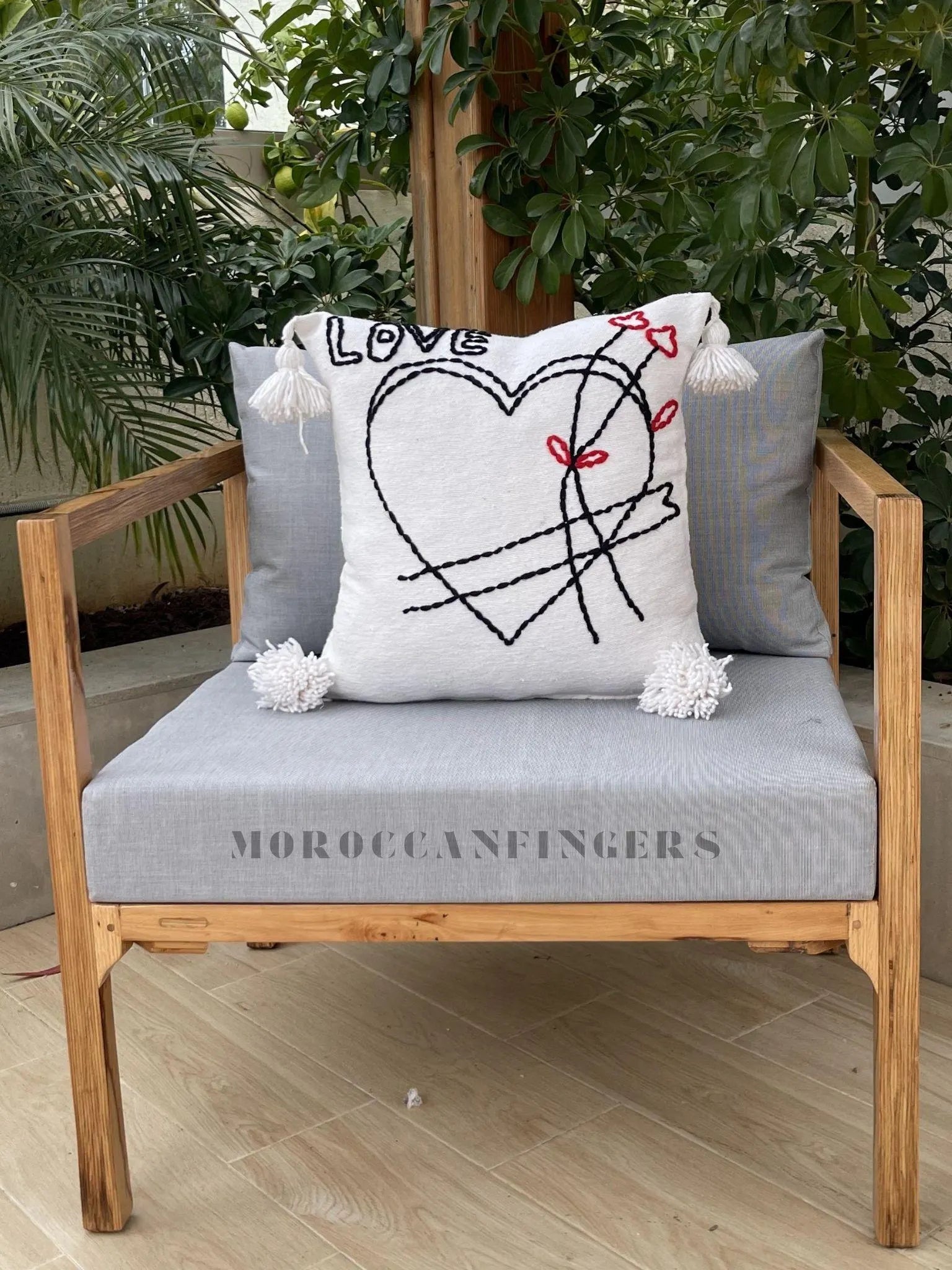 Geometric Pillow Covers 18X18 – Set of 2 Modern Handwoven Cushions, Recycled Cotton, Handmade in Morocco