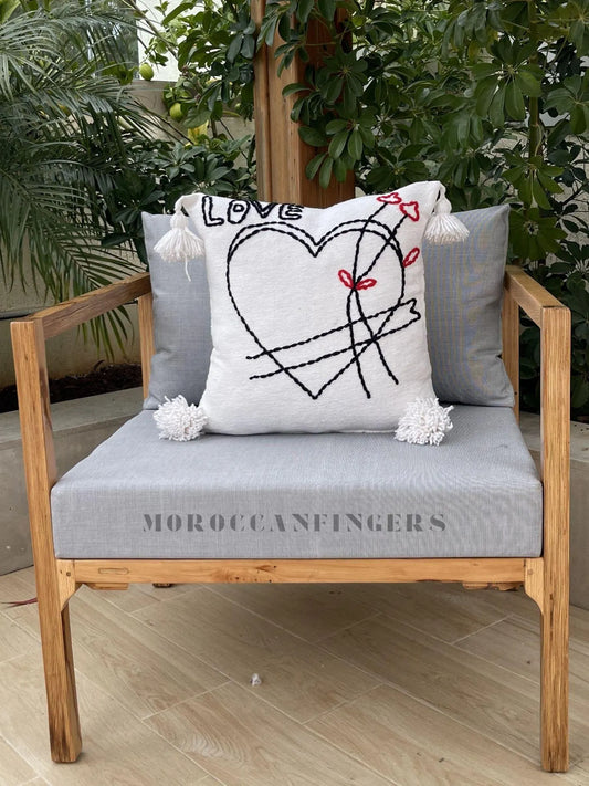 Geometric Pillow Covers 18X18 – Set of 2 Modern Handwoven Cushions, Recycled Cotton, Handmade in Morocco
