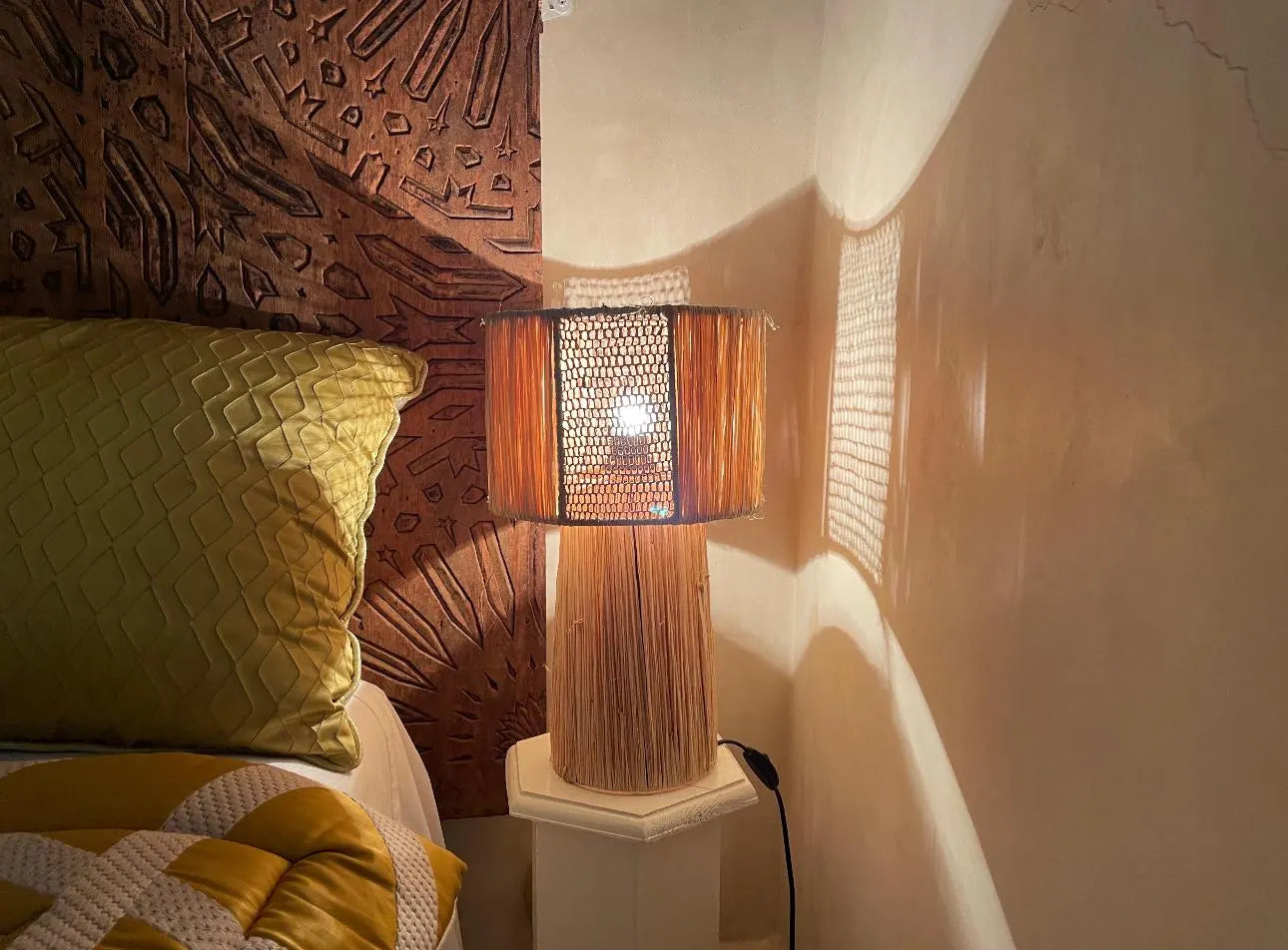 Raffia Natural Raffia Lamp, Raffia Lampshade, TABLE LAMPSHADES Moroccan Handmade in Rattan,Lamp