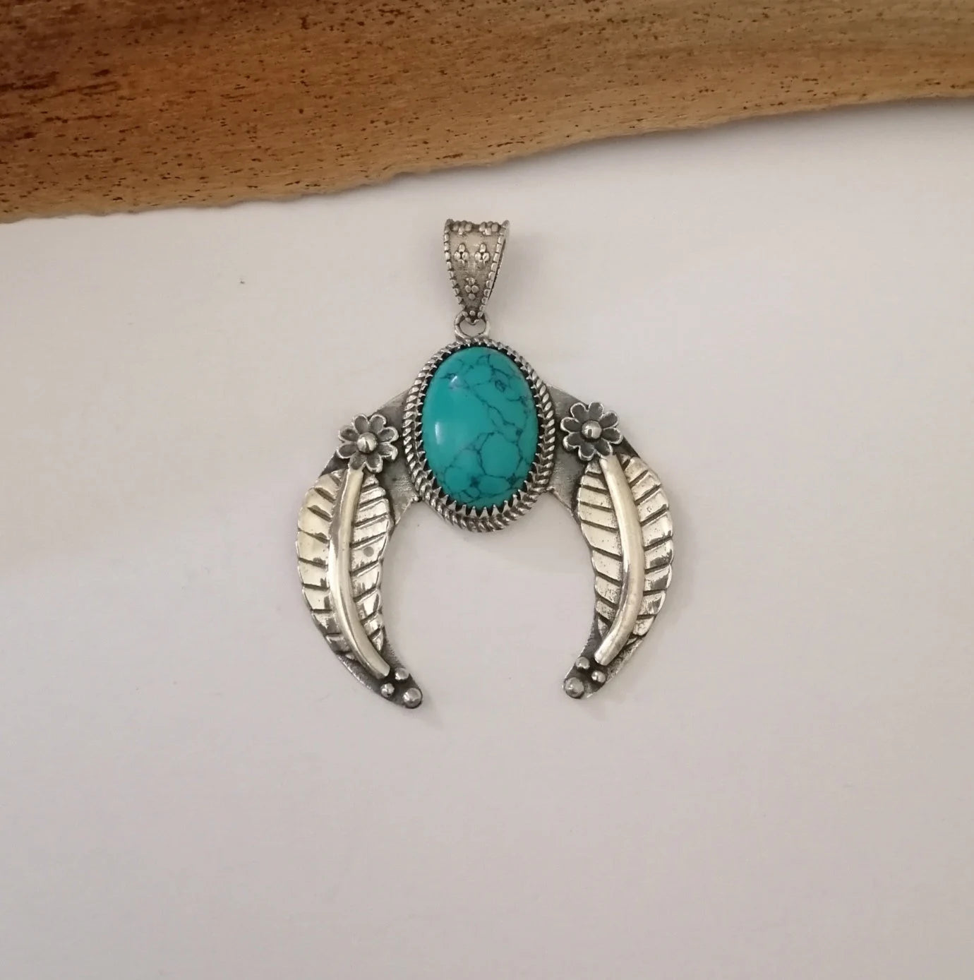 Southwestern Turqouise and Sterling Silver Wing Pendant Amulet