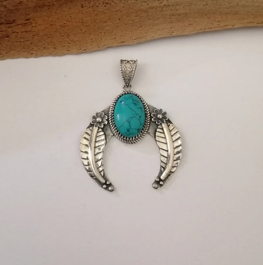 Southwestern Turqouise and Sterling Silver Wing Pendant Amulet