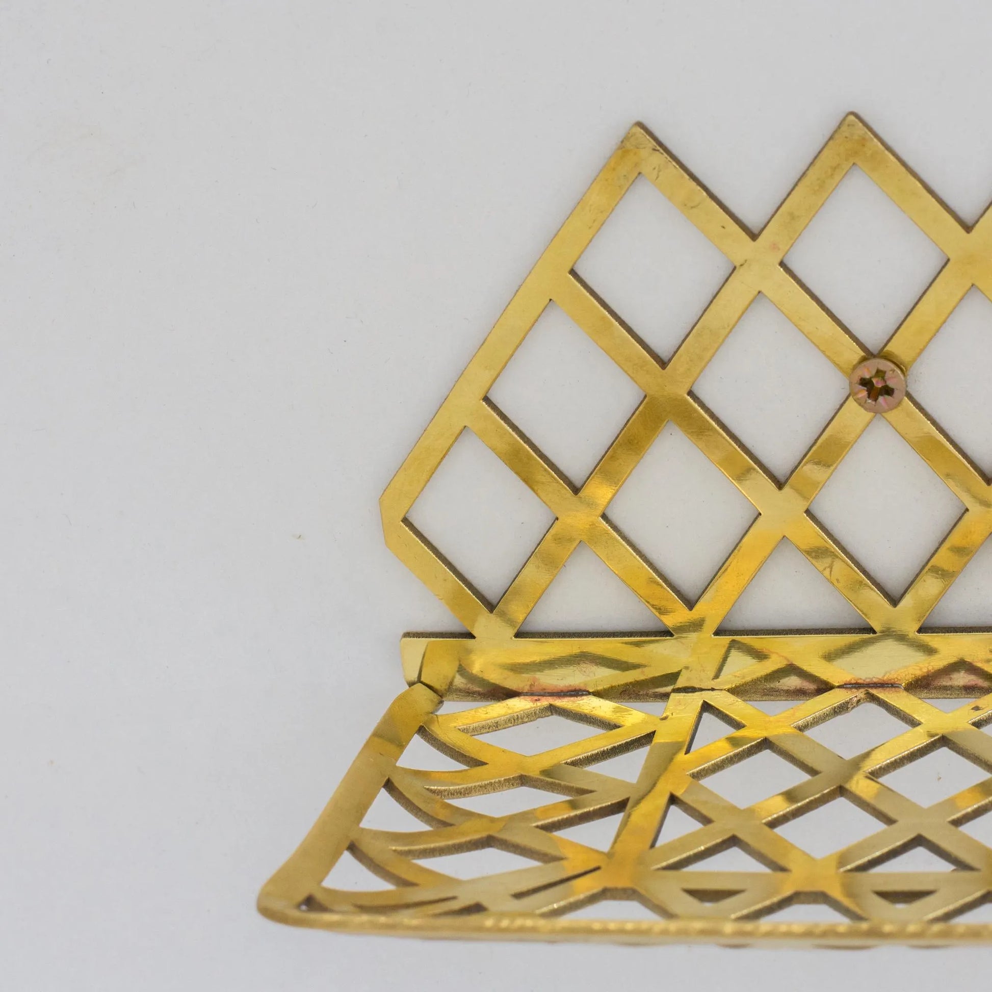 Unlacquered Brass Wall Shelf for Shower, Brass Floating Grid Shelf, Shower Draining Shelf