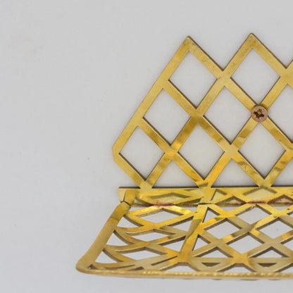 Unlacquered Brass Wall Shelf for Shower, Brass Floating Grid Shelf, Shower Draining Shelf