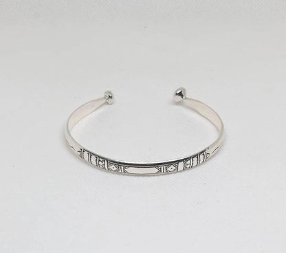 Tuareg Berber Silver Cuff Bracelet, Moroccan Silver Cuff Bangle Handmade Tribal Carved Boho Berber African Touareg Boho Gift Hyppy Sterling
