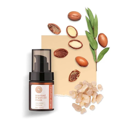 Eliksir Maroka Fragrant Argan Oil–100% Pure Moroccan Oil with Musk Scent for Skin, Hair, and Nails Hydrating with Vitamin E Fatty Acid 60 ML