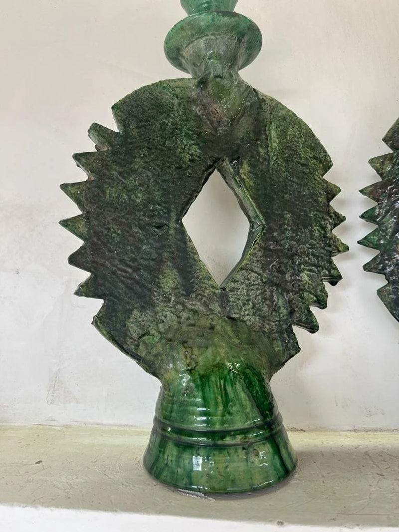 Candlestick Pottery Green Candlestick