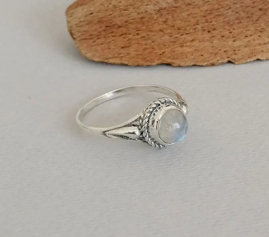 Delicate Sterling Silver and Moonstone Ring