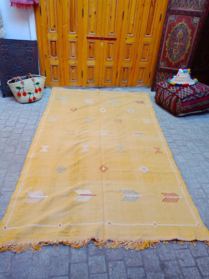 Vintage Cactus Silk Rug, Handmade Moroccan Sabra Cactus Rug, Berber Kilim Rug, Cactus Silk Rug .Authentic Azilal