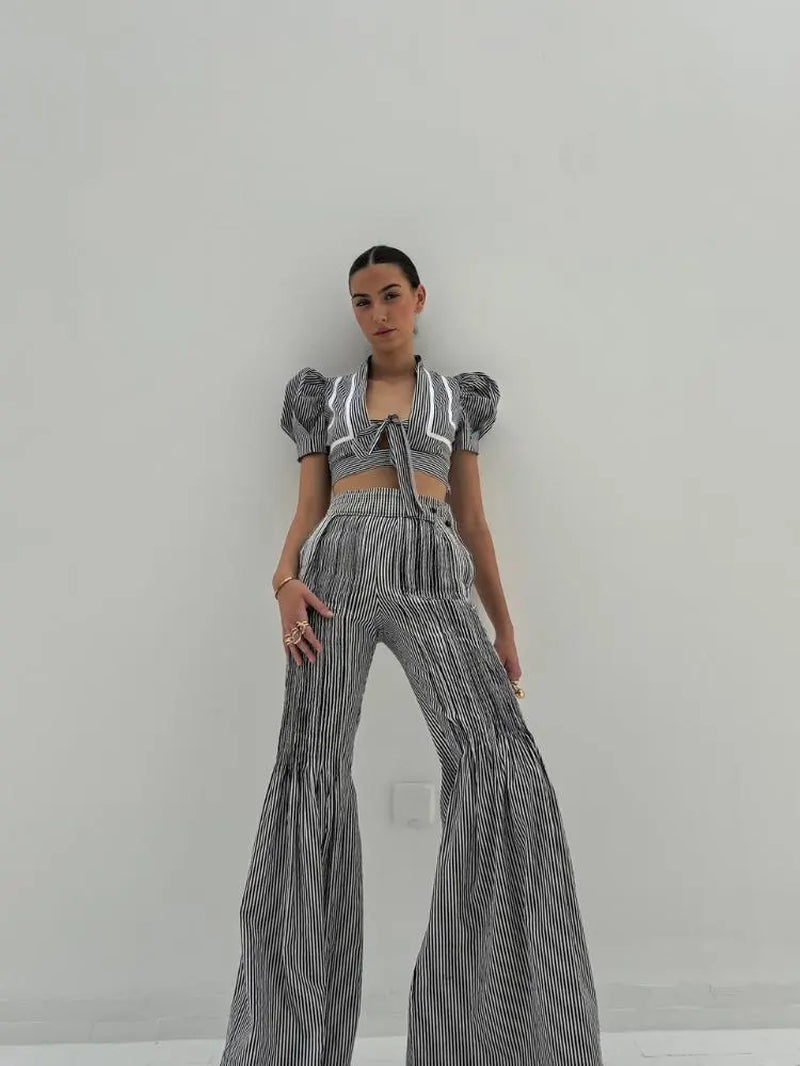 Dina’S Pants Stripe Bkack & White