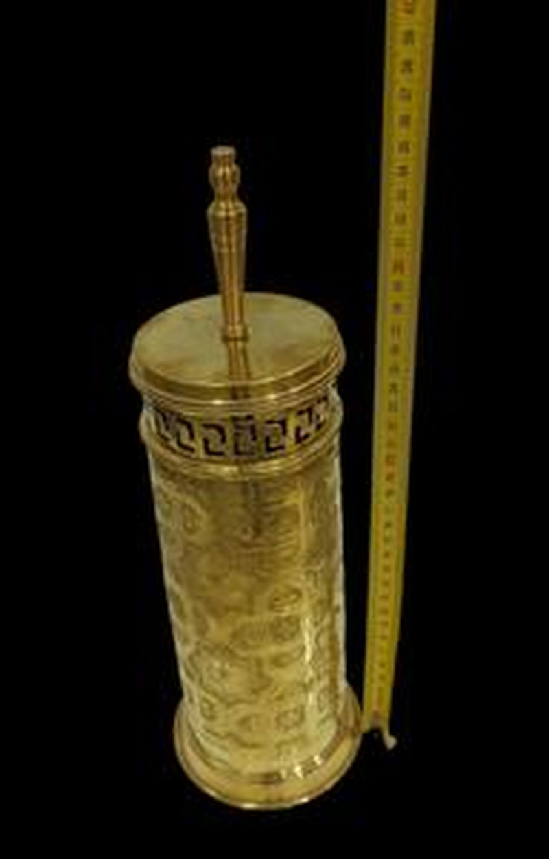 Hand-Engraved Brass Toilet Brush, Moroccan Handcrafted Copper Toilet Brush