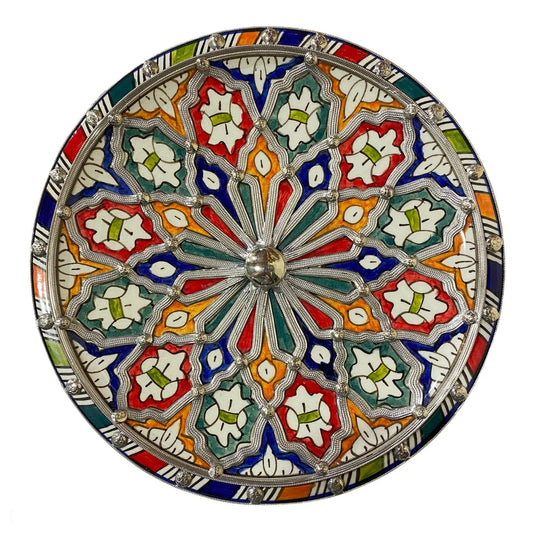 Wall Decor/ Handmade Ceramics Plate Inlaid with Nickel/ Piece of Art
