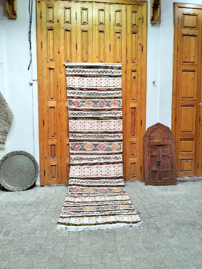 Moroccan Berber Rug. Moroccan Kilim Handmade Wool Rug. Authentic Azilal. Berber Runner . Cactus Silk Rug