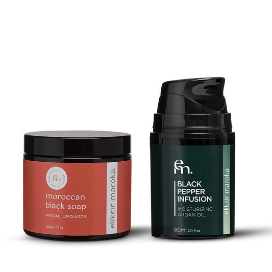 Moroccan Black Soap & Argan Oil Men'S Shaving Set - Natural Skincare Duo for Deep Cleansing, Hydration Radiant Skin Natural Grooming Kit