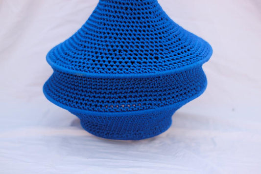 Handmade Moroccan Crochet Pendant Light Boho Hanging Lamp Blue Lantern Statement Ceiling Light Chandelier Moroccan Lantern Rustic Lamp