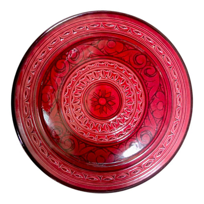Moroccan Hand-Carved Pottery Plate: Artisanal 25Cm Serving Dish, Bohemian Decor Unique Kitchenware, Ethnic Home Decor, Traditional Artistry
