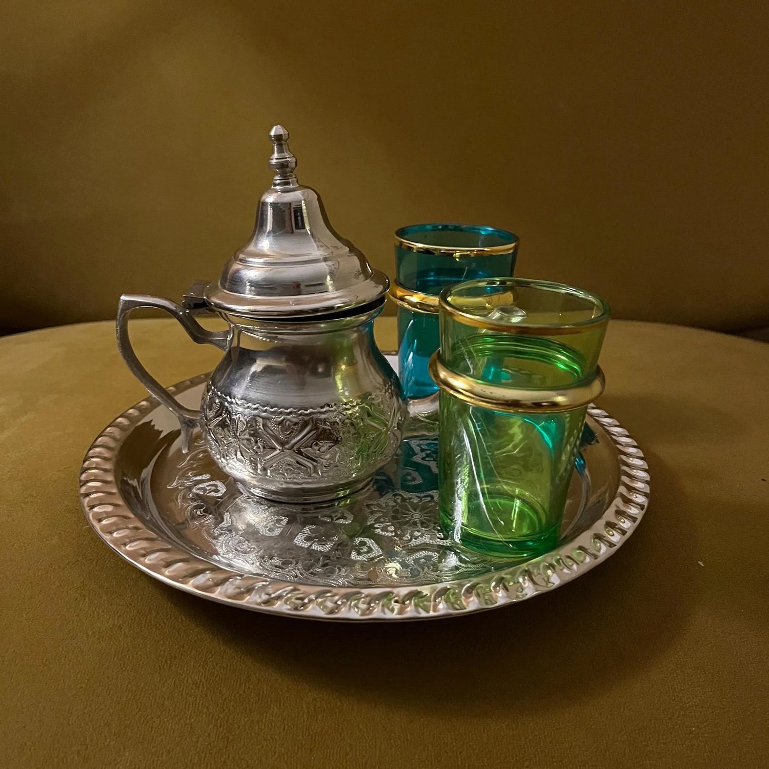Handmade Moroccan Teapot – Nickel-Plated Brass, Engraved Design, Traditional Mint Tea Pot, Elegant Moroccan Decor, Vintage Style Gift