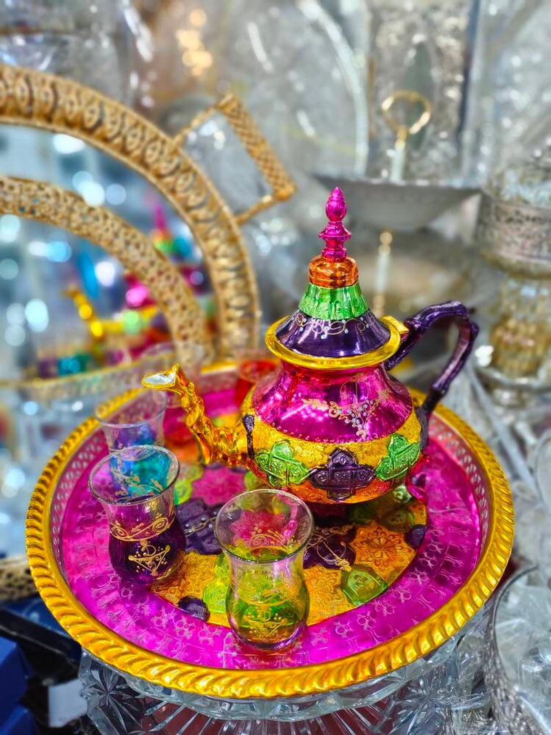Moroccan Handmade Hand Painted Multicolor Tea Set