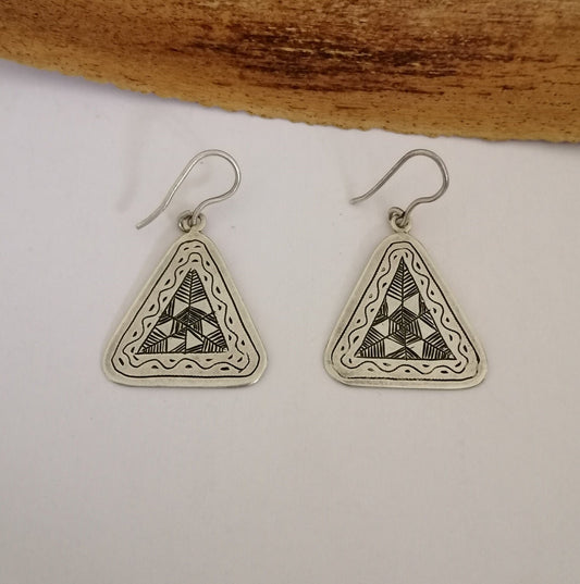 Lovley Vintage Tuareg Triangular Silver Earrings