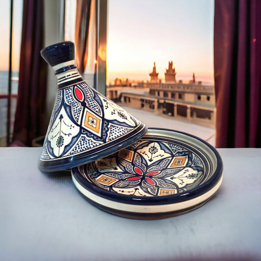 Handcrafted Ceramic Tagine Moroccan Elegance for Stylish Dining Vibrant Glazed Tagine Blue Tajine