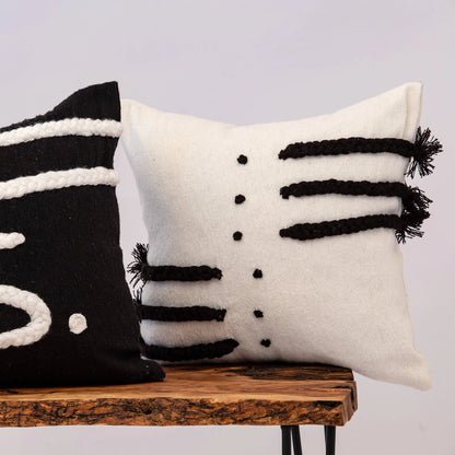 Black and White Pillow - Handmade Pillow - Moroccan Pillow-Livingroom Pillow - Bedroom Pillow - Custom Pillow
