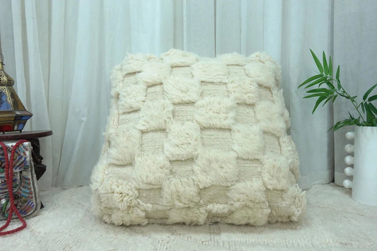 Handmade Moroccan Ottoman Pouf, Moroccan Kilim Pouf, Checker Ottoman, Moroccan Kilim Pouf, Berber Floor Cushion, Large Floor Cushion Seating