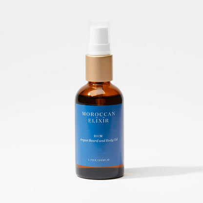 HIM Men'S Beard and Body Oil Argan Oil with Sandalwood, Bergamot, Frankincense and Basil