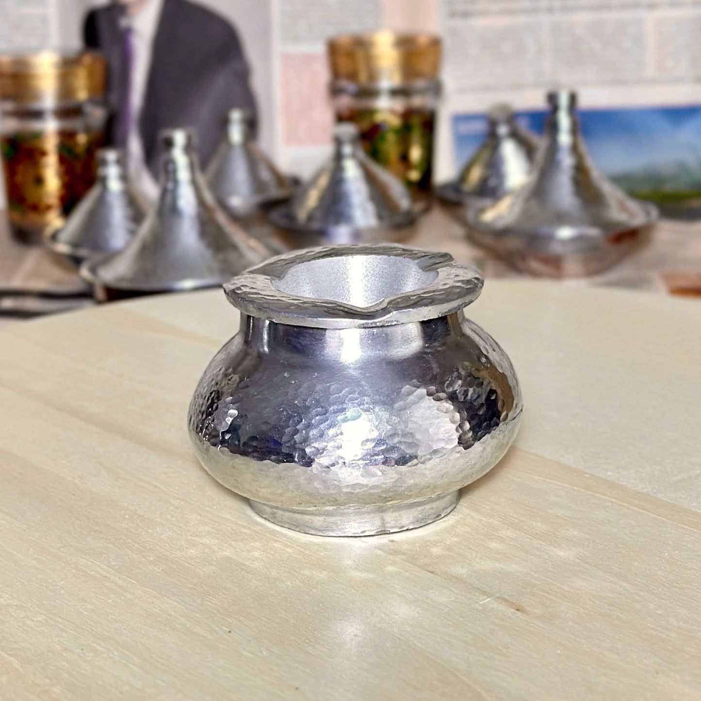 Handmade Moroccan Hammered Metal Ashtray – Decorative Silver Ashtray – Small and Large Sizes Available – Moroccan Home Decor