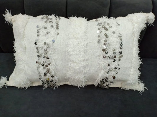 Gorgeous Moroccan Pillows Handmade Cushion Shaggy Berber Pillows Moroccan Sofa White Pillow