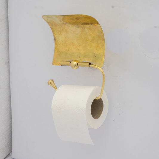 Solid Brass Toilet Paper Holder with Sliding Cover, Handcrafted Powder Room Roll Holder
