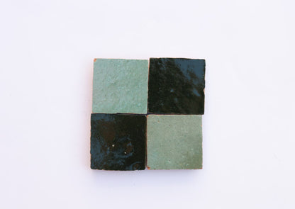 1 Square Foot Zellige Tile Dark Green Tiles Moroccan Tile Square Handmade Rustic Tiles Fireplace Tile Backsplash Zellij Green Mosaic Tile