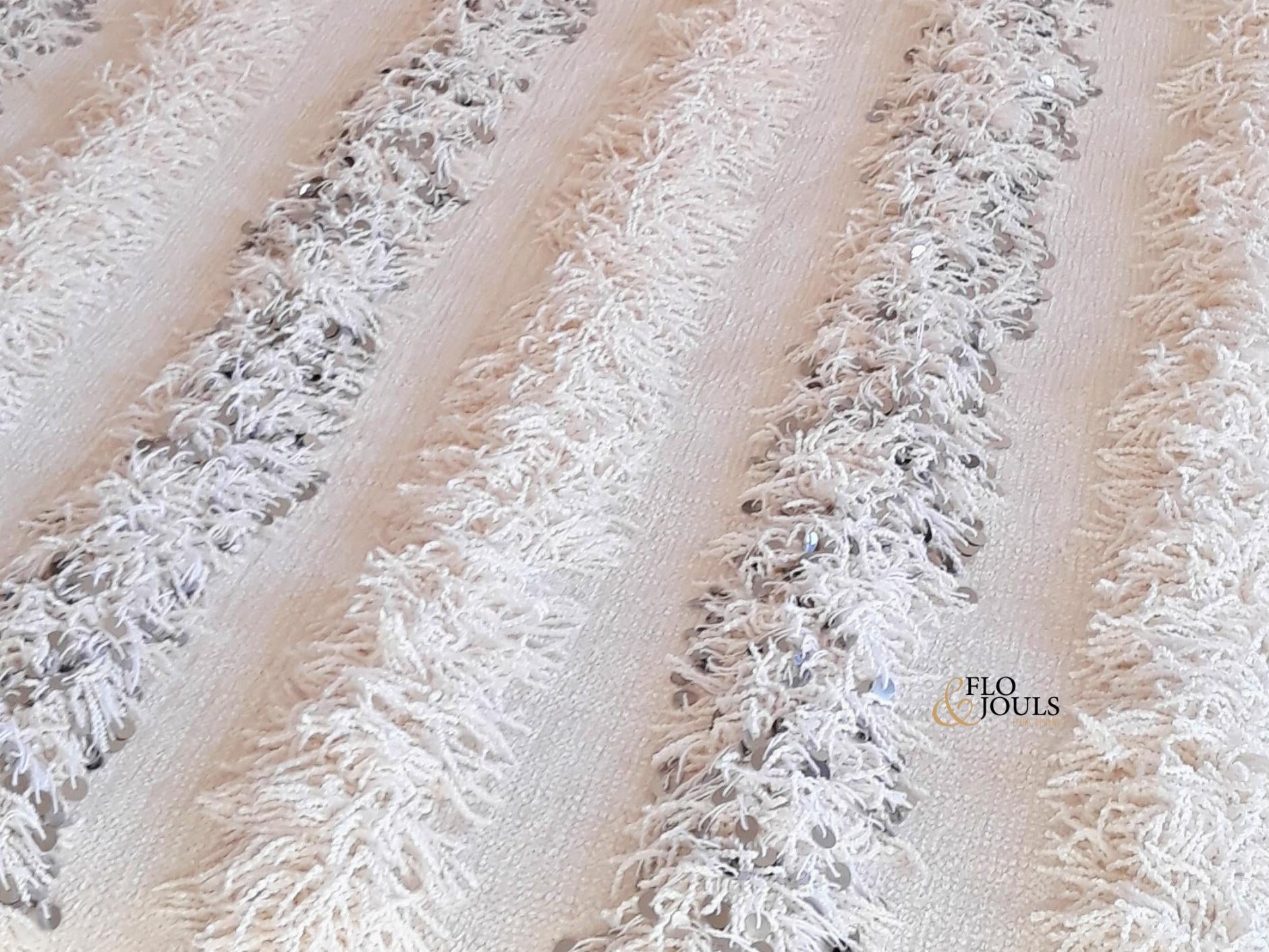 Handira Wedding Blanket | Moroccan Handmade Luxury Throw, Handira White with Metal Sequins, Berber Rugs, Carpet, Woven Bed Throw Blanket