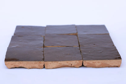 1 Square Foot Brown Moroccan Tile Handmade Square Fireplace Glazed Accent Tile Backsplash Bathroom Wall Tile Home Decor Morocco Tile