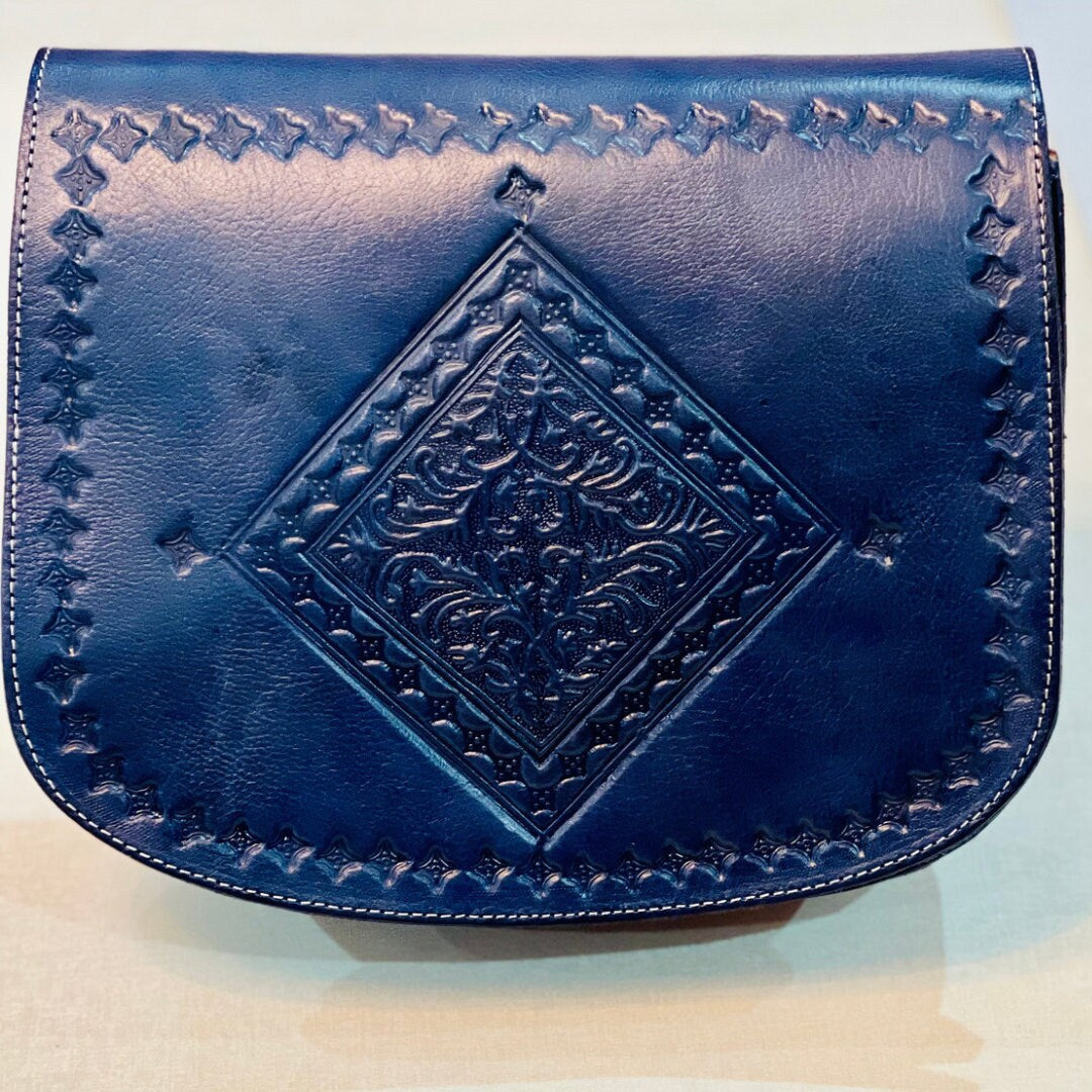 Moroccan Leather Bag, Genuine Leather Crossbody Bag, Moroccan Shoulder Bag, Women'S Leather Bag, Handmade Carved Leather Bag, Purple Bag