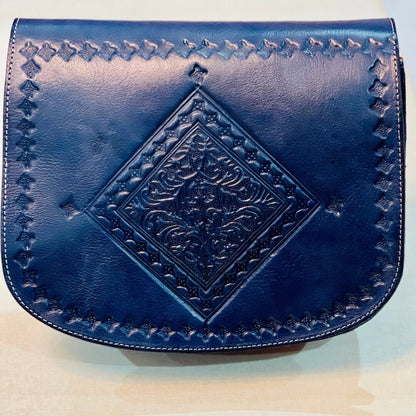 Moroccan Leather Bag, Genuine Leather Crossbody Bag, Moroccan Shoulder Bag, Women'S Leather Bag, Handmade Carved Leather Bag, Purple Bag