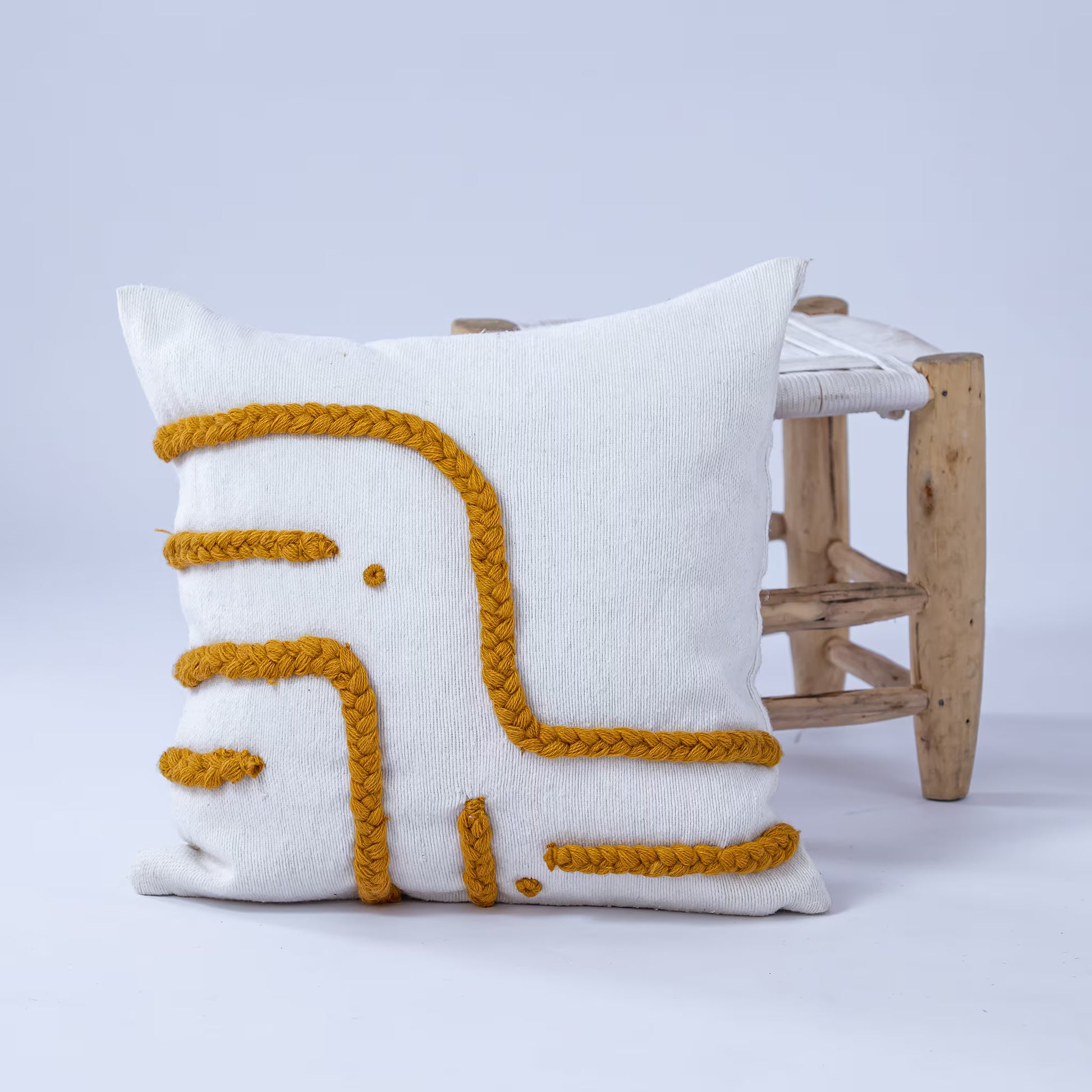 White and Moutarde Pillow - Handmade Pillow - Moroccan Pillow-Livingroom Pillow - Bedroom Pillow - Custom Pillow